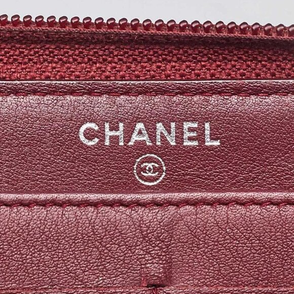 Chanel Burgundy Chevron Quilted Lambskin Leather Boy Yen Wallet - Picture 6 of 7